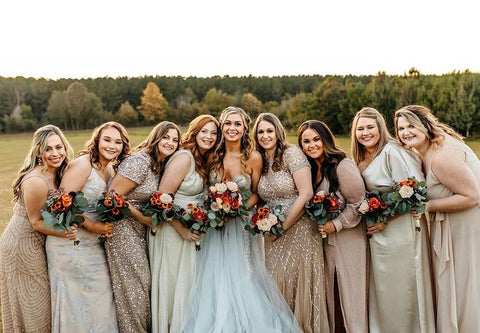 Floral Non-Matching Bridesmaid Dresses